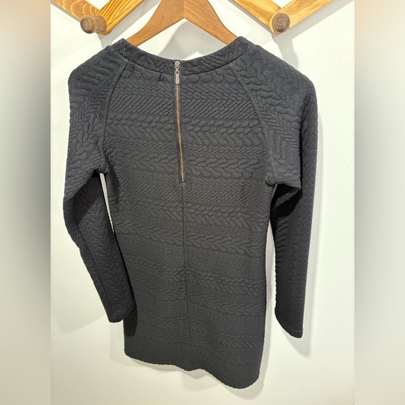 🌟PRANA🌟 Macee Raglan Slv Scoop Nk Textured Jacquard Knit Shift Dress Black - Picture 4 of 5